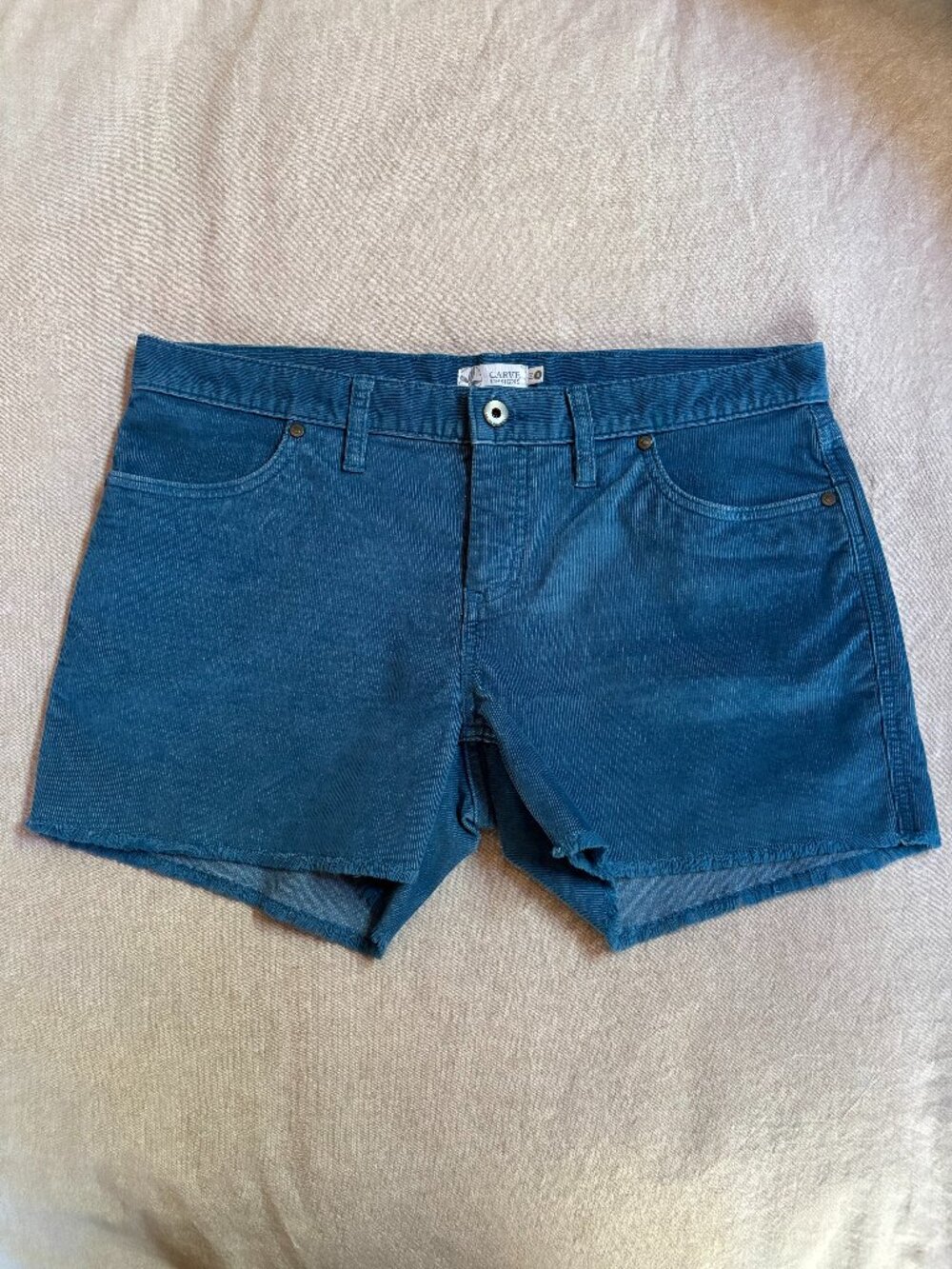 Carve Designs Oahu Teal Corduroy Shorts Raw Hem Size 8 Like New